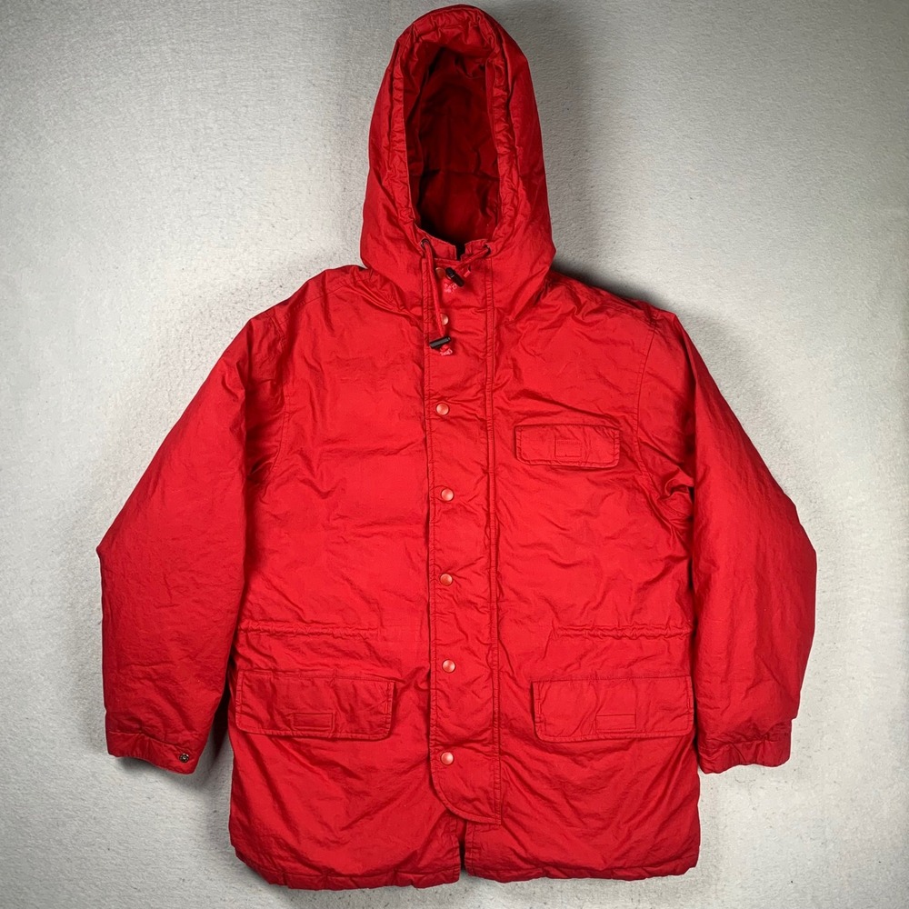 Vintage Gap Down Parka Jacket Mens Small Red Hooded Puffer Winter Coat Outdoor